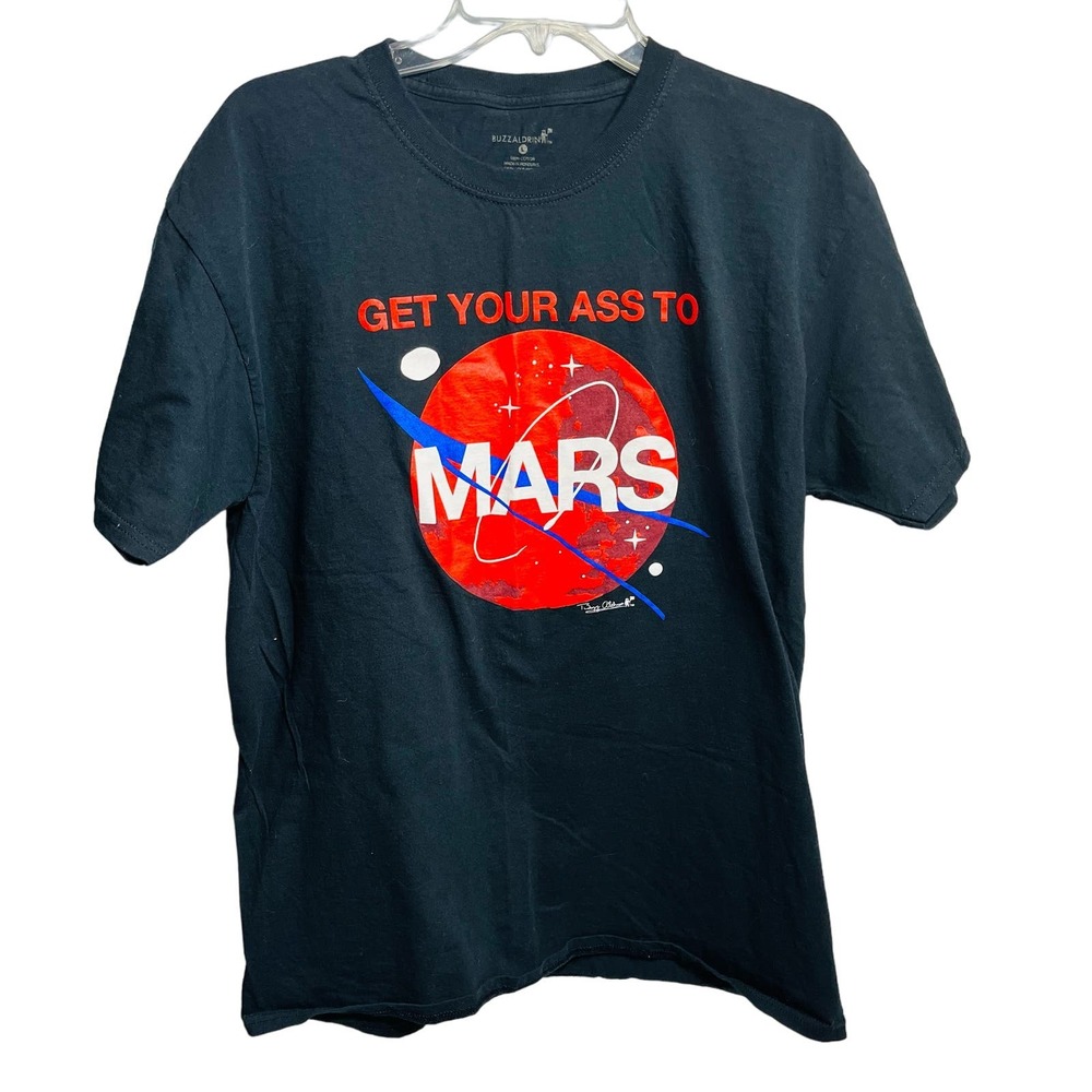 Get Your Ass To Mars Planetary Exploration Buzz Aldrin Design T-Shirt Large